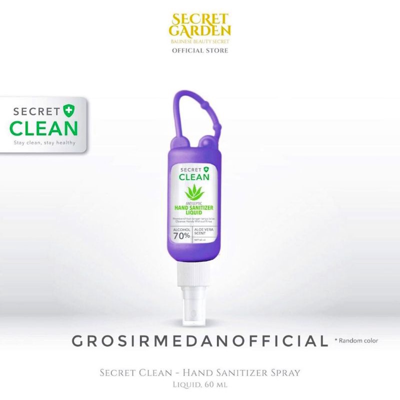 SECRET CLEAN HAND SANITIZER SPRAY LIQUID 60 ML - ADA SILICONE CASE - ANTI BAKTERI, CAIRAN PEMBERSIH TANGAN TANPA DIBILAS