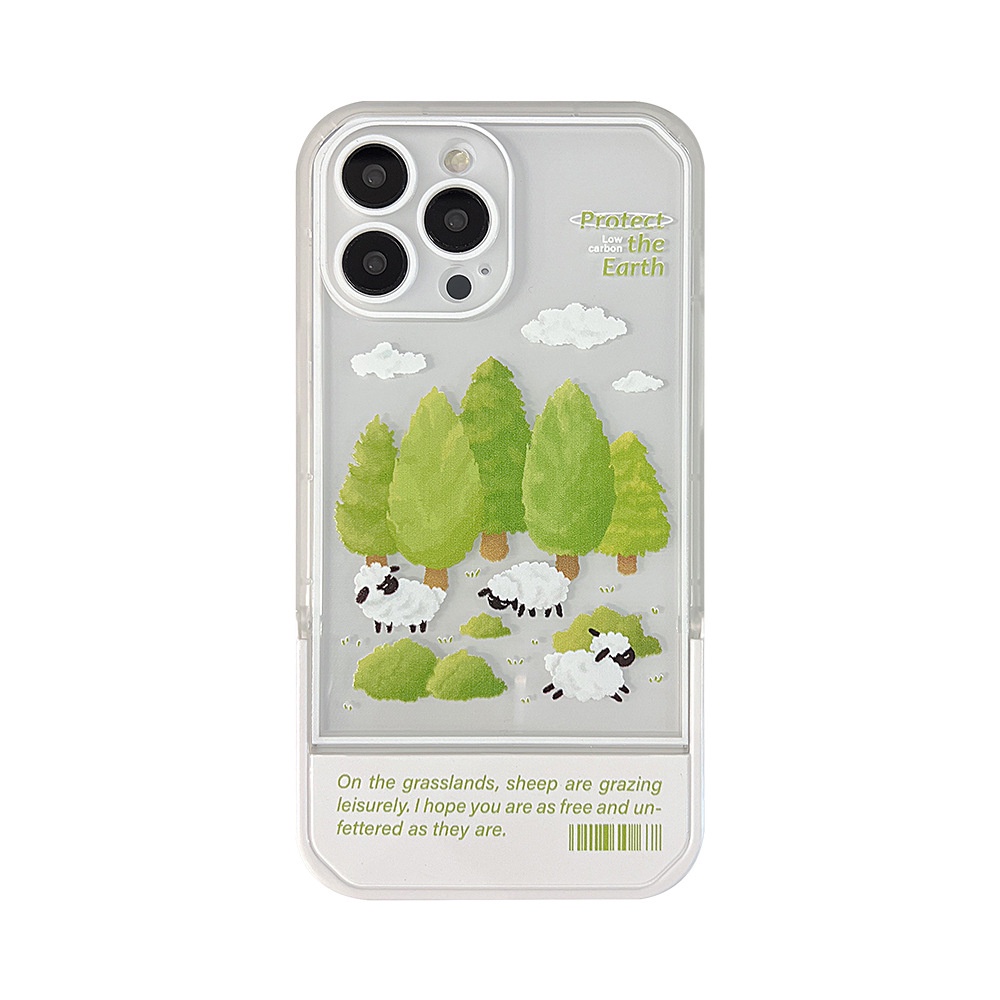 Case Pelindung Bahan Silikon Motif Hutan Domba Dengan Stand Holder Untuk Iphone 14 7 8 Se 2020 7 + 8PLUS XS XR 11 12 13 PRO MAX