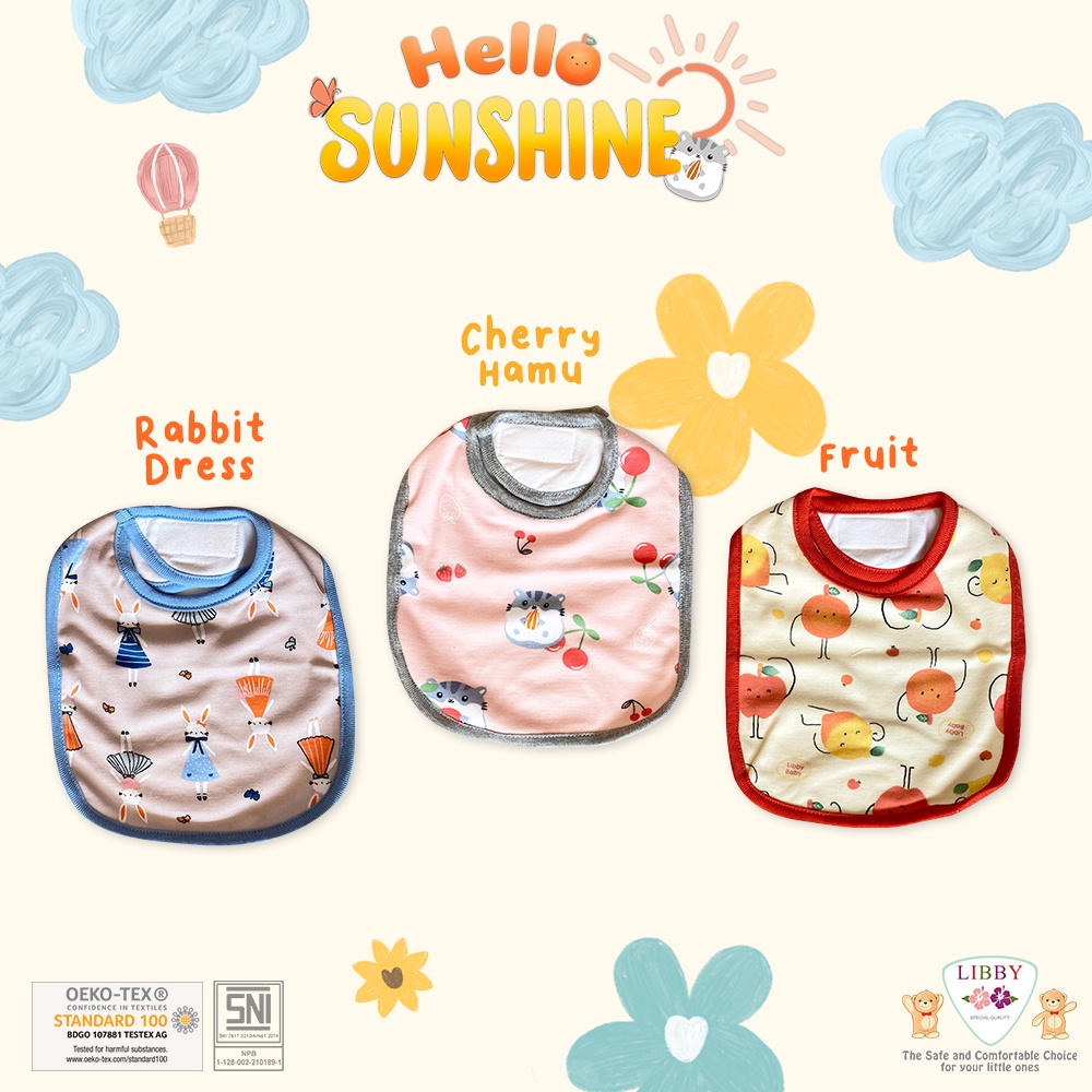 LIBBY Slaber Celemek Bayi Full Print Bib Baby (All Size) Perlengkapan Bayi Baru Lahir Newborn