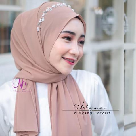 Pasmina Payet Mutiara Bando Aluna Jilbab Pashmina Instan ORI Hijab Instan Payet Manik Bling Bling Ke