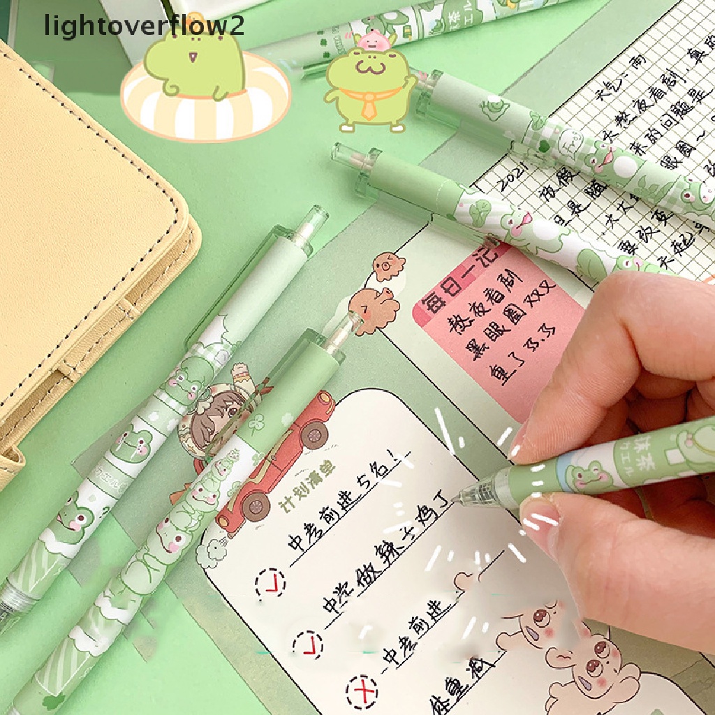 (lightoverflow2) 6pcs Pulpen 0.5mm Model Jepang / Korea Untuk Sekolah