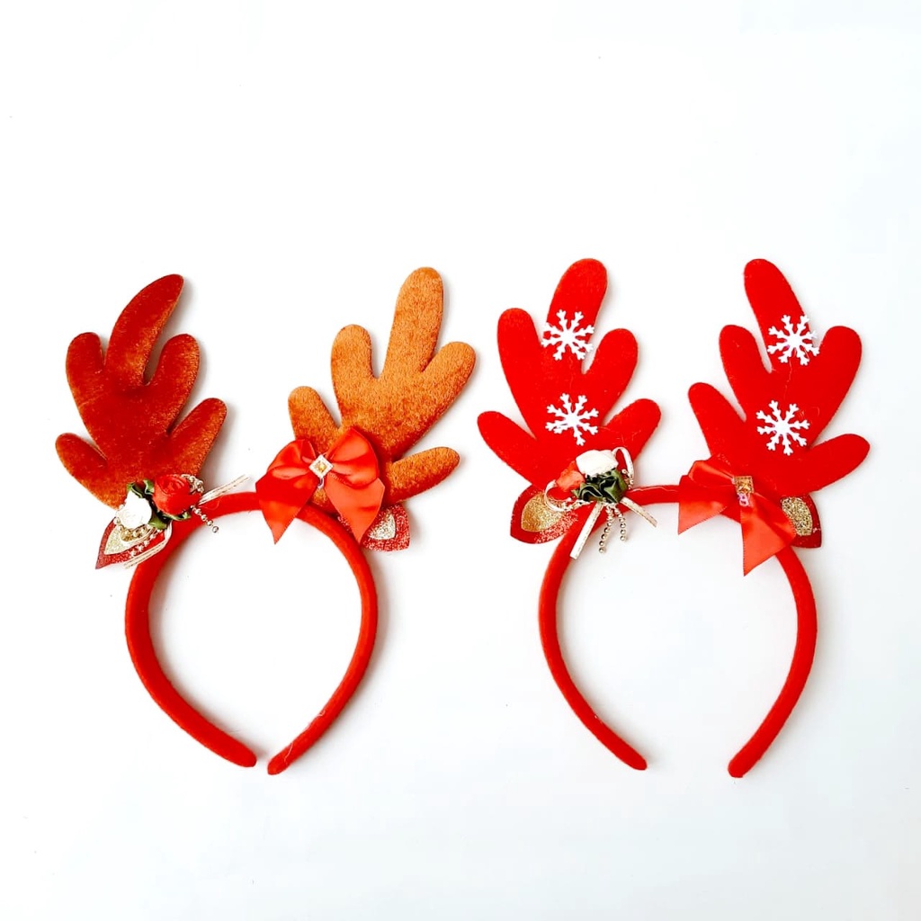 Bando Natal Tanduk Rusa Metalik Merah Kado Natal Christmas Headband Bando Rusa Natal Ornamen Kado Christmas Murah