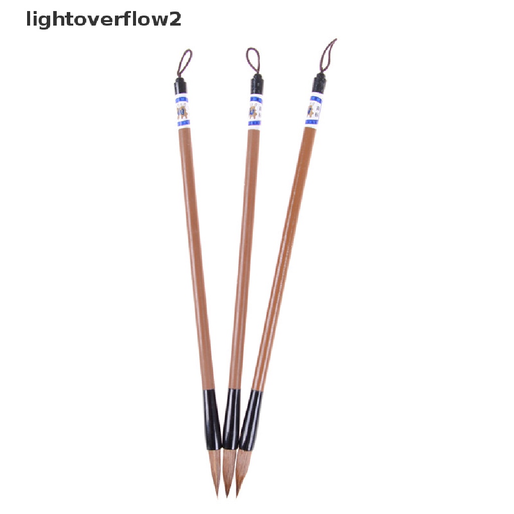 (lightoverflow2) 3pcs / Set Kuas Kaligrafi Cina / Jepang Warna Coklat