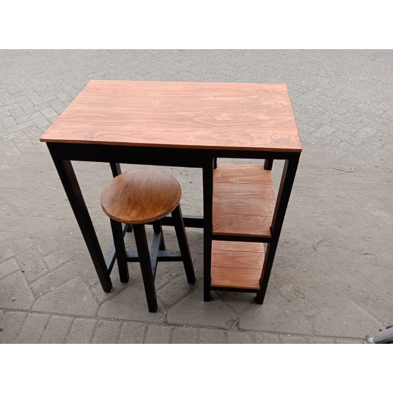 bangku meja belajar anak multifungsi satu set kursi kayu