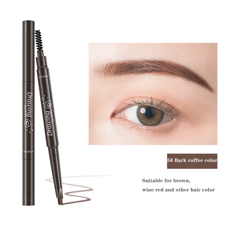 2 in 1 Pensil Alis Anti Air Putar Otomatis Eyebrow Pencil dengan Sikat Alis