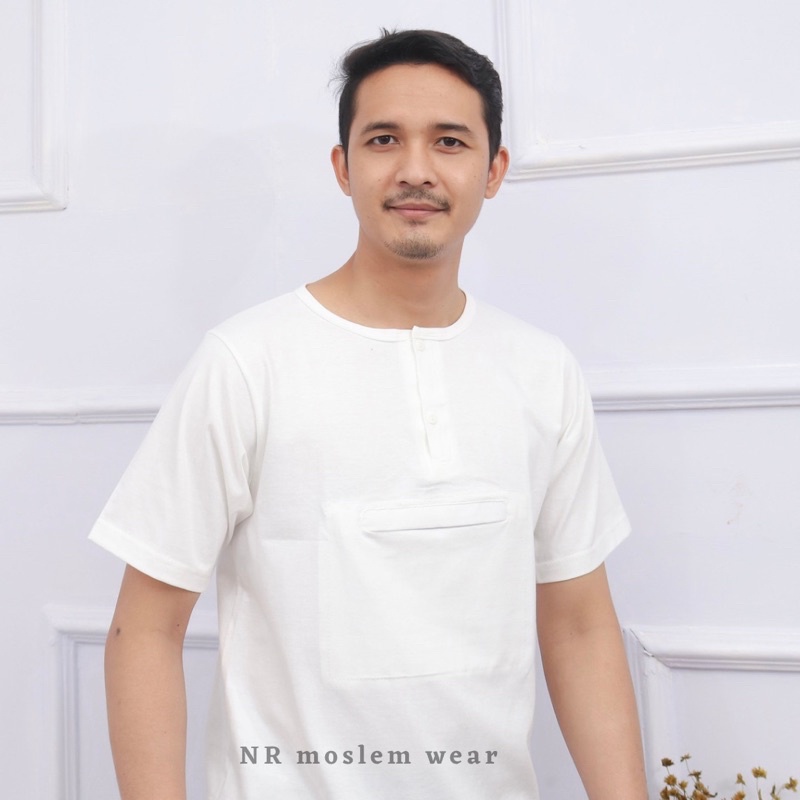 KAOS HAJI UMROH / KAOS PUTIH BERKANCING / PERLENGKAPAN HAJI UMROH - OBLONG KANCING kode OBK