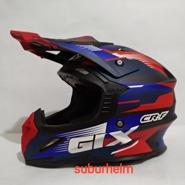 HELM  GIX  CROSS  CR - F   GUN METAL  DOFF  RED  SNI  ORI