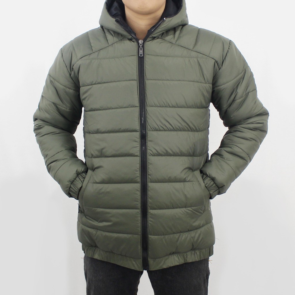 JAKET PUFFER TEBAL PRIA - JAKET WINTER - JAKET PARASUT TEBAL PRIA - JAKET GUNUNG PRIA HIJAU ARMY