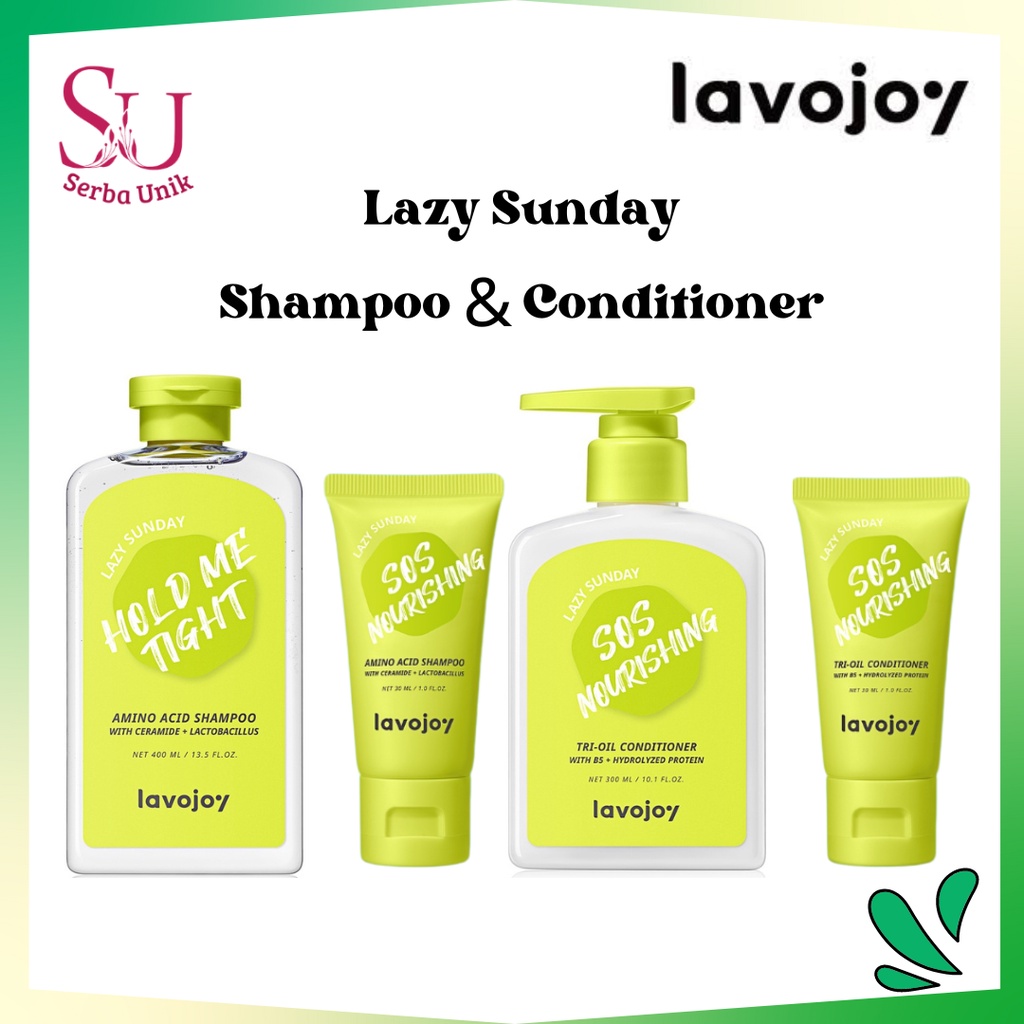 LVJ Lavojoy Hold Me Tight Shampoo Lazy Sunday 400ml | SOS Nourishing Conditioner 300ml &amp; 30ml | Hair Care | Perawatan Rambut