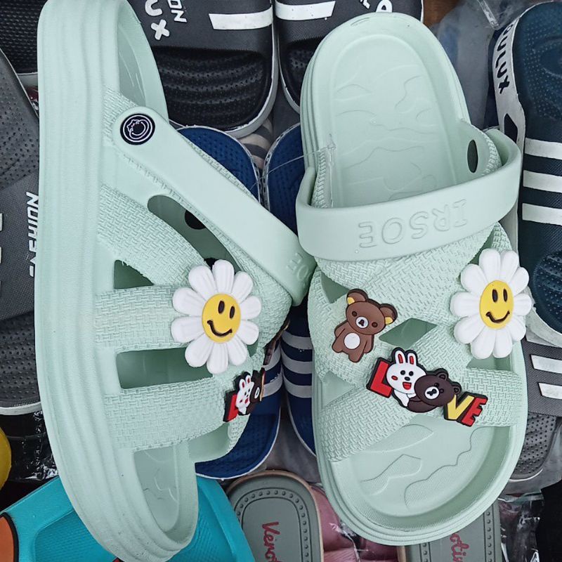 Sandal Slop Karet Wanita Tali Belakang Merek Irose