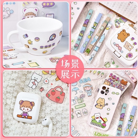 1 BOX 100PCS / STIKER MOMO LUCU KARTUN ANTI AIR / STIKER AESTHETIC / STIKER BOTOL / DEKORASI STIKER