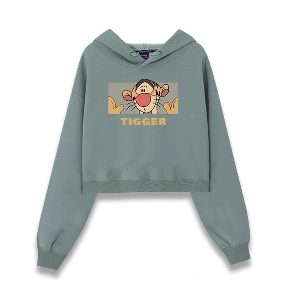 TIGGER CUTE SWEATER HOODIE CROP TOP (V1)