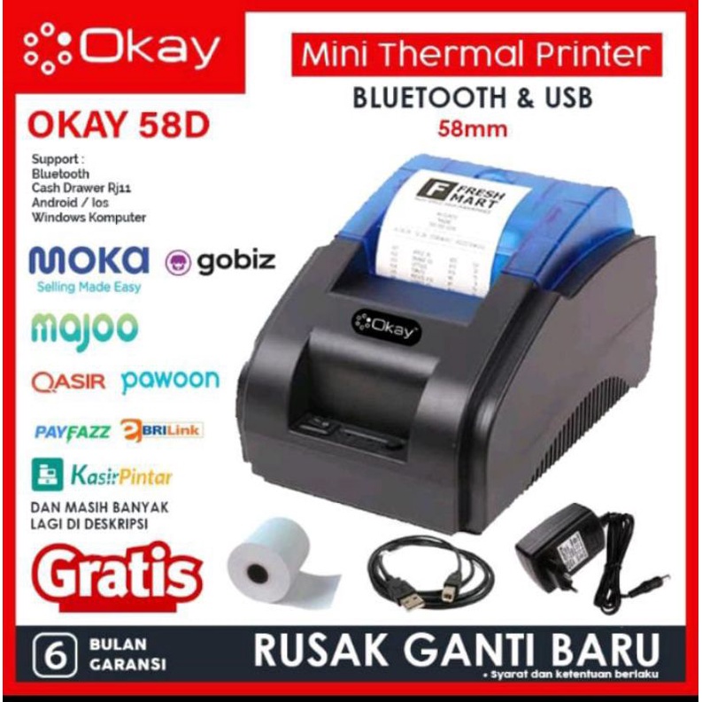 Okay 58D Printer Bluetooth Mini Printer Thermal