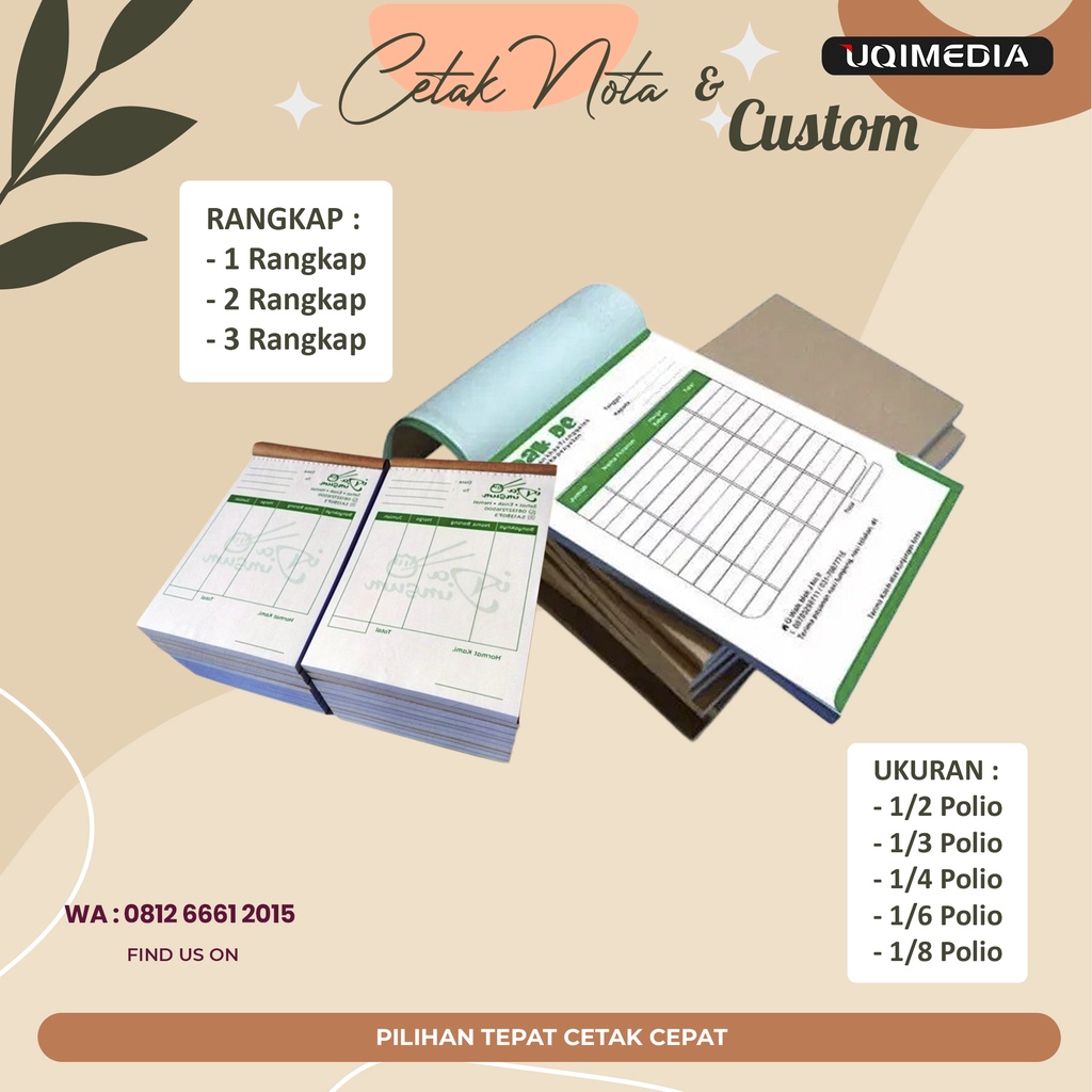

Nota Bon Faktur Surat Jalan Kwitansi CUSTOM 1ply - 2ply- 3 rangkap