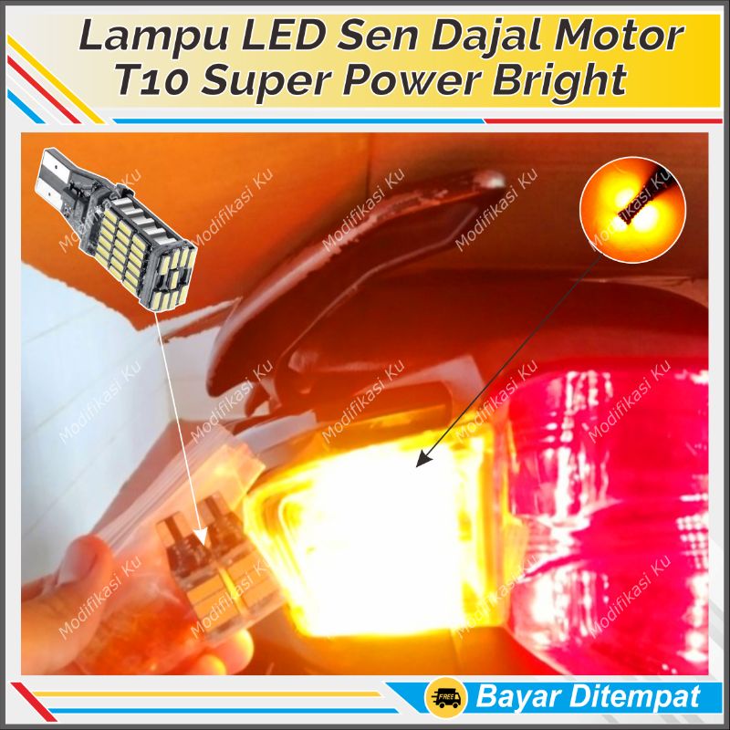 LAMPU SEN DAJAL DAJJAL MOTOR T10 T15 LED SUPER BRIGHT 45 MATA CANBUS NO ERROR SUPER TERANG PALING TE