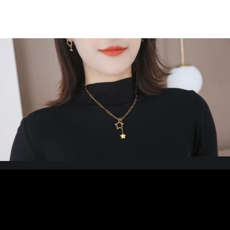 Bundara.id Ba-932 Size M L XL XXL korean style Baju Wanita Lengan Panjang Middle Collar Kaos knit / RIB import