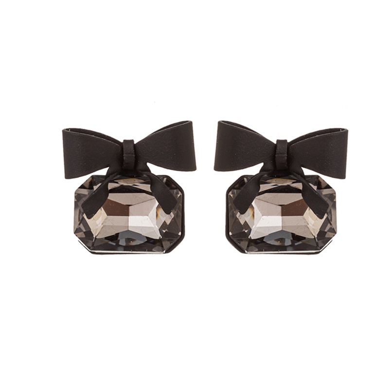 Fancyqube Anting Kristal Bentuk Kubus Warna Hitam Untuk Wanita