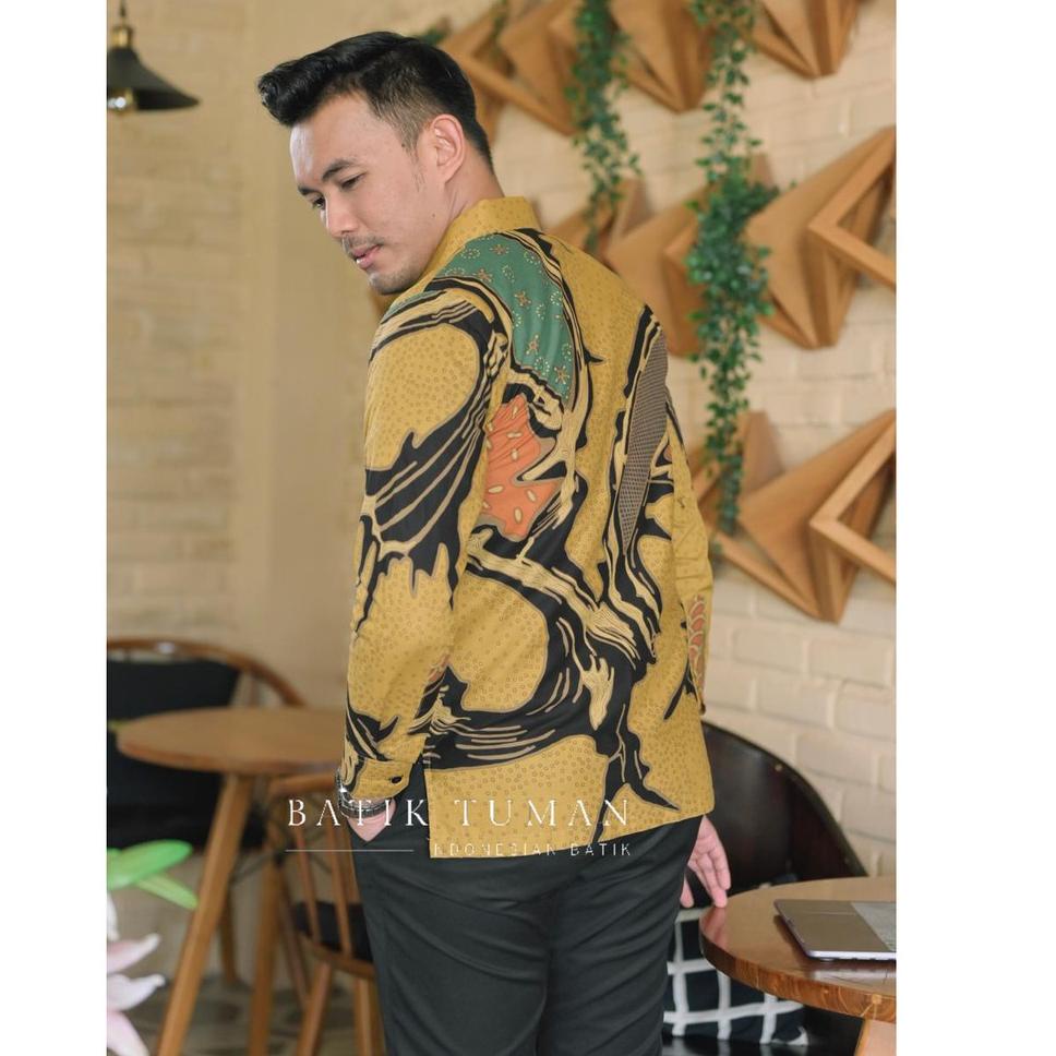 Penjualan Terbanyak.. (SLIMFIT & REGULER) PONDRAKARNA Kemeja Batik Pria Warna Kuning Pastel Batik Me