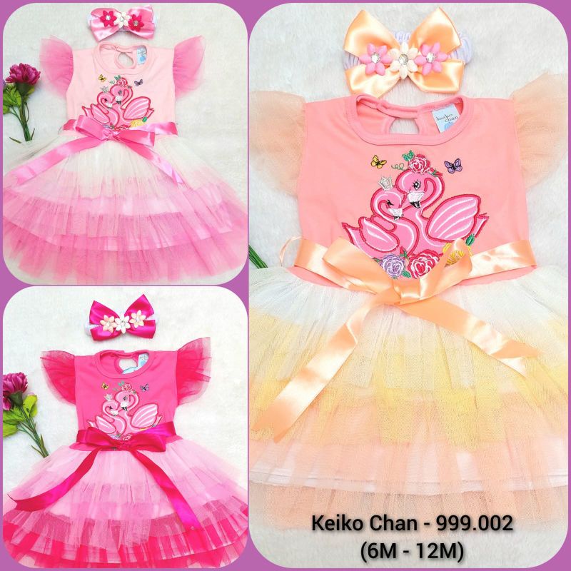 [0-12BULAN] DRESS TUTU ANAK BAYI GAUN PESTA DRESS TILE ANAK LUCU MOTIF ANGSA DRESS ANAK KEIKO CHAN PREMIUM