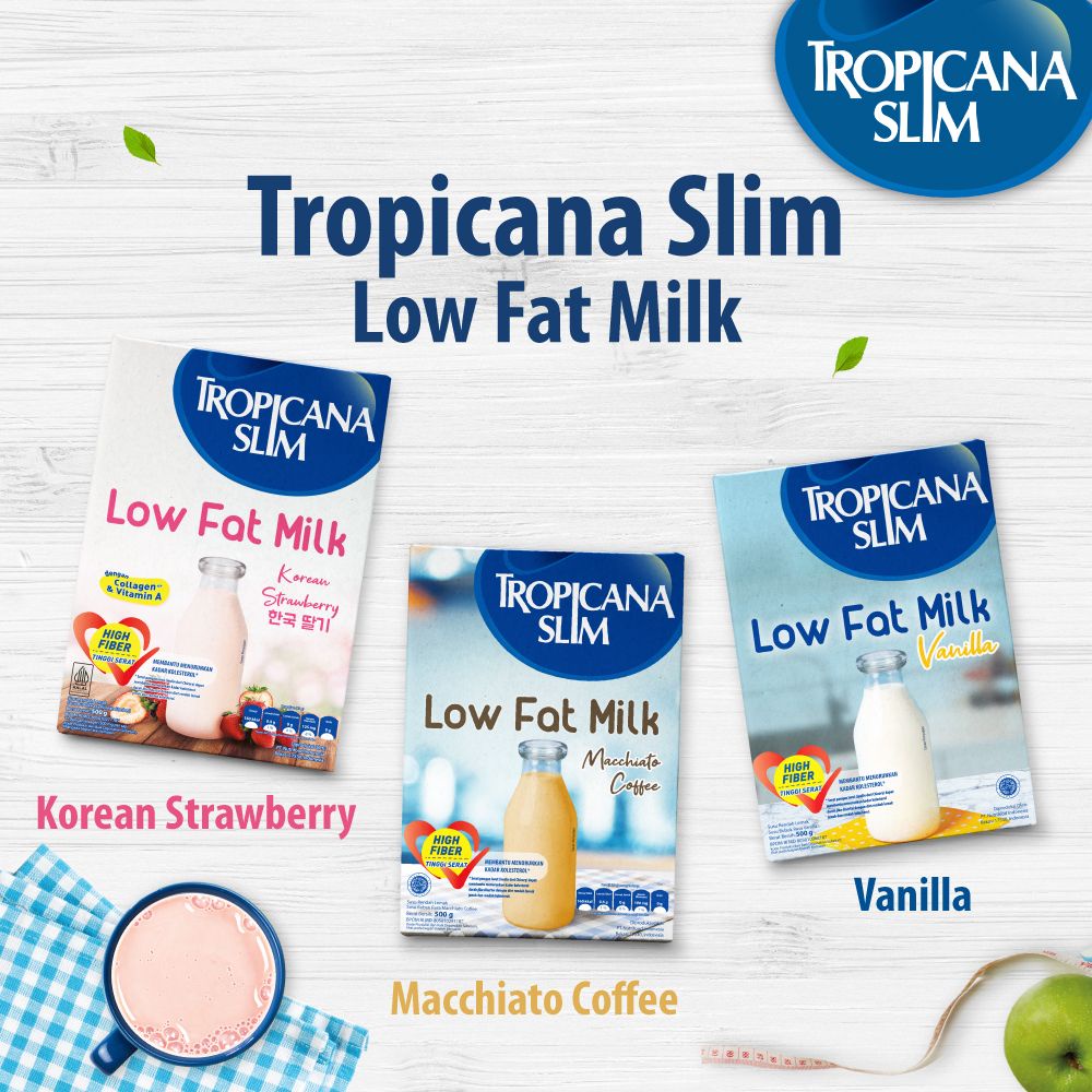 

Tropicana Slim Low Fat Milk 500gr - Vanilla / Korean Strawberry