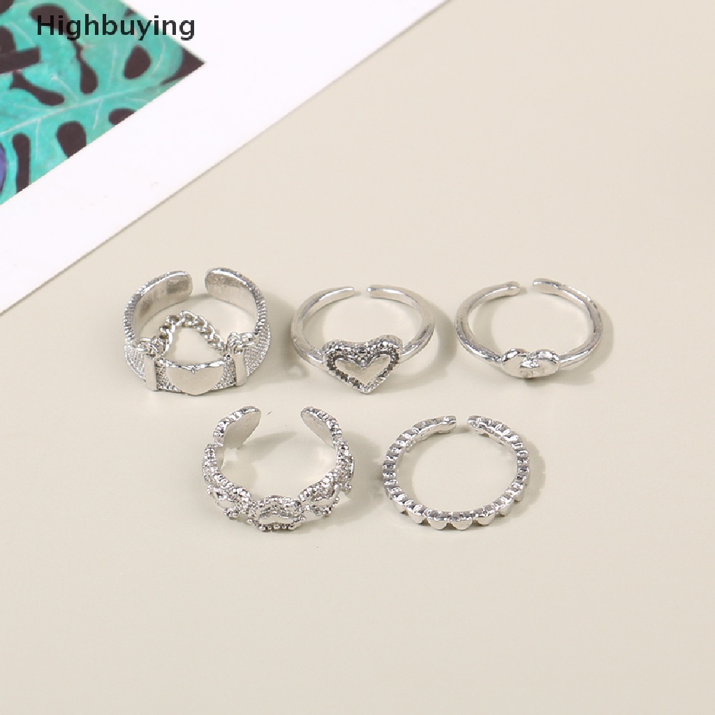 5pcs / Set Cincin Knuckle Bentuk Hati Untuk Wanita Glory