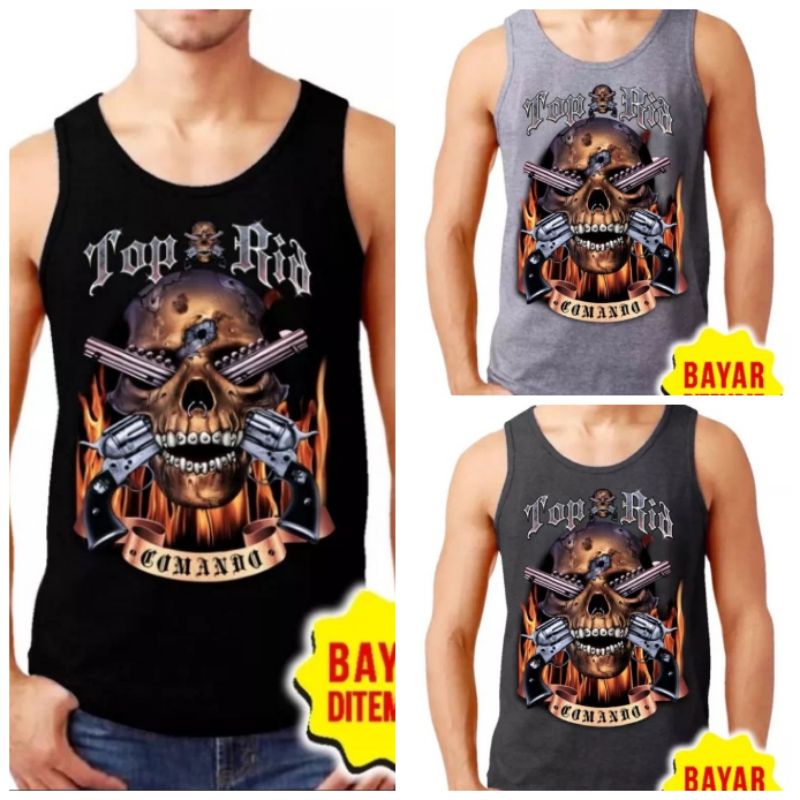 KAOS SINGLET DISTRO PRIA DEWASA MOTIF -tengkorak