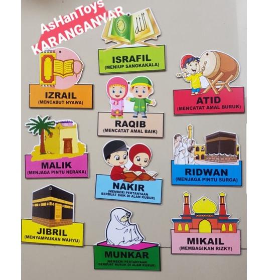 {CJR.18Oc22ᶠ} Nama Malaikat,Hiasan Dinding Kelas,Malaikat,Peraga Nama Malaikat