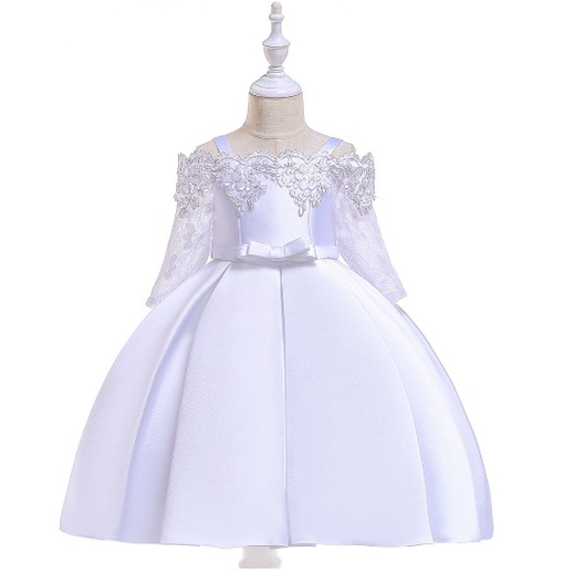 DRESS PESTA ANAK PEREMPUAN IMPORT / baju pesta anak tutu satin L-5083 gaun bordir LENGAN PANCUNG IMPORT HIGH QUALITY