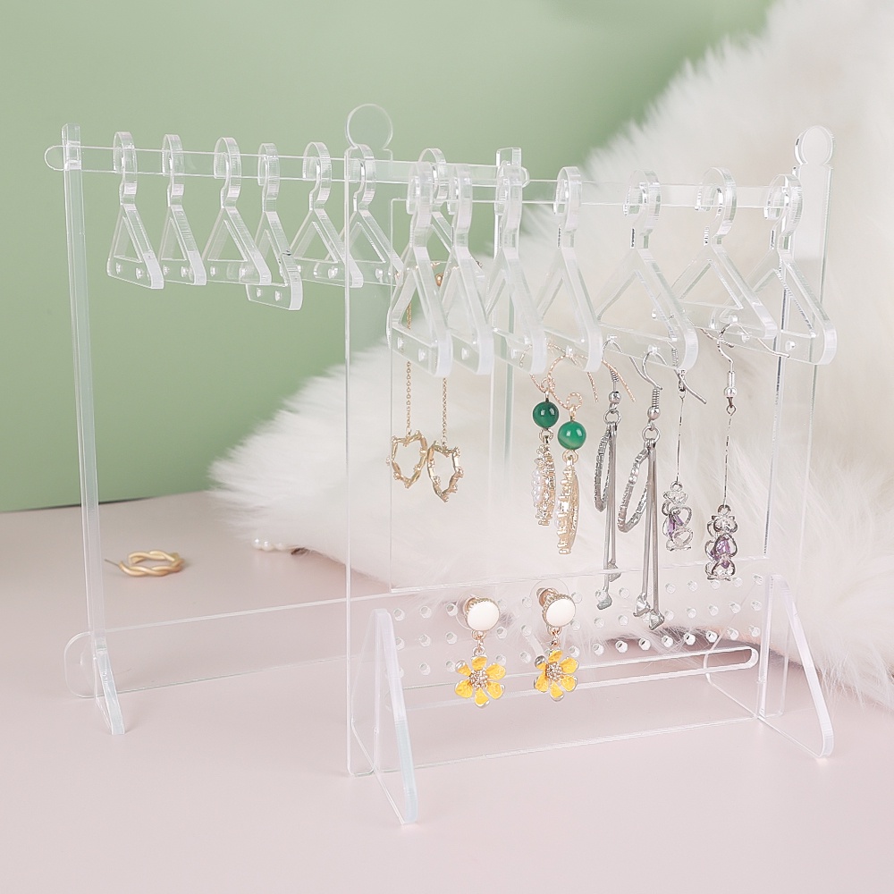 Rak Holder Penyimpanan Perhiasan Anting Cincin Kalung Bentuk Hanger Mini Bahan Akrilik