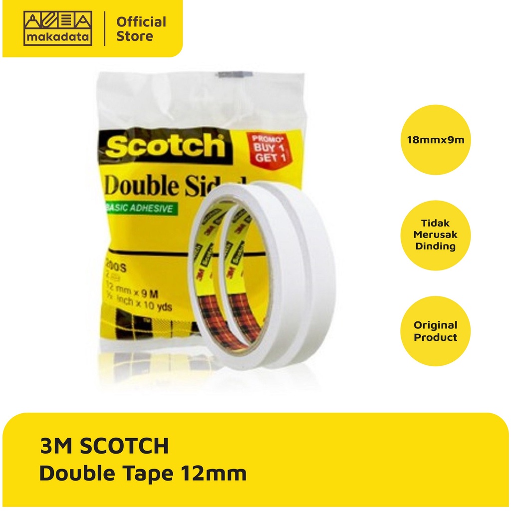 

ISOLASI DOUBLE TAPE 3M SCOTCH 200S 12MM MURAH