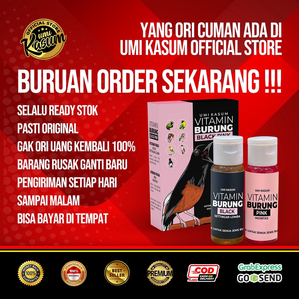 Vitamin Burung Black Pink Umi Kasum untuk Imunitas dan Penggacor Semua Jenis Burung