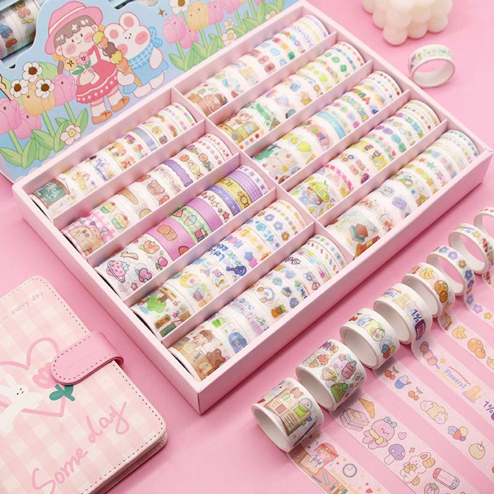 Nanas 100Rolls/Set Washi Tape Kartun Kualitas Tinggi Scrapbooking Gadis Hati Kreatif Alat Tulis INS DIY Bahan