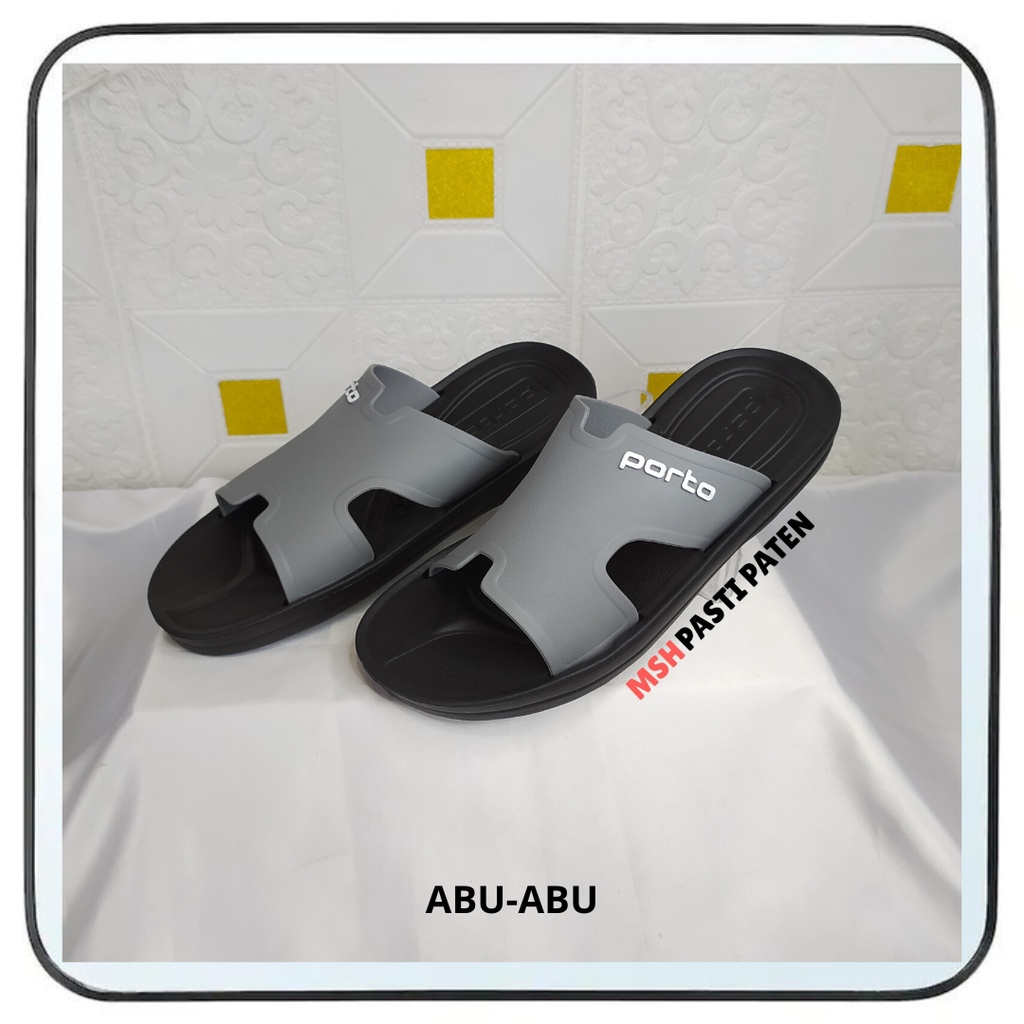 PORTO Sandal slop pria bahan karet tahan air anti slip original size 39-44