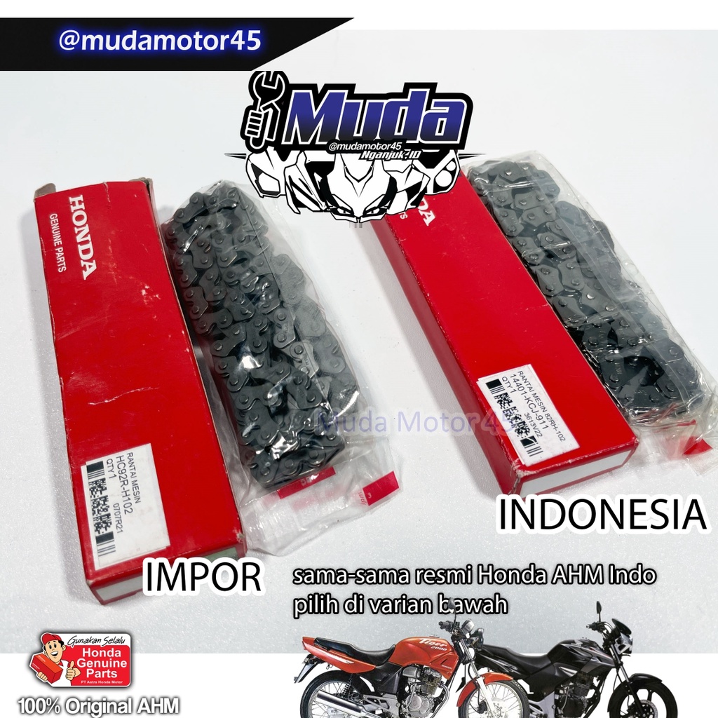RANTAI MESIN KAMRAT TIGER IMPOR 14401-KCJ HC92R-H102 CAM CHAIN KETENG PANJANG 102 L KAMPRAT TIREV 14