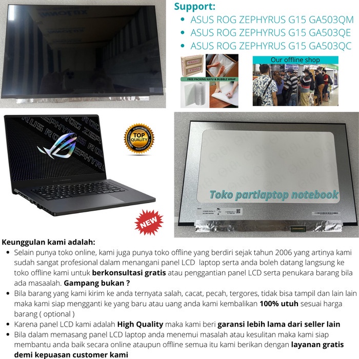 Layar LCD ASUS ROG ZEPHYRUS G15 GA503QM GA503QE GA503QC new original Gaming