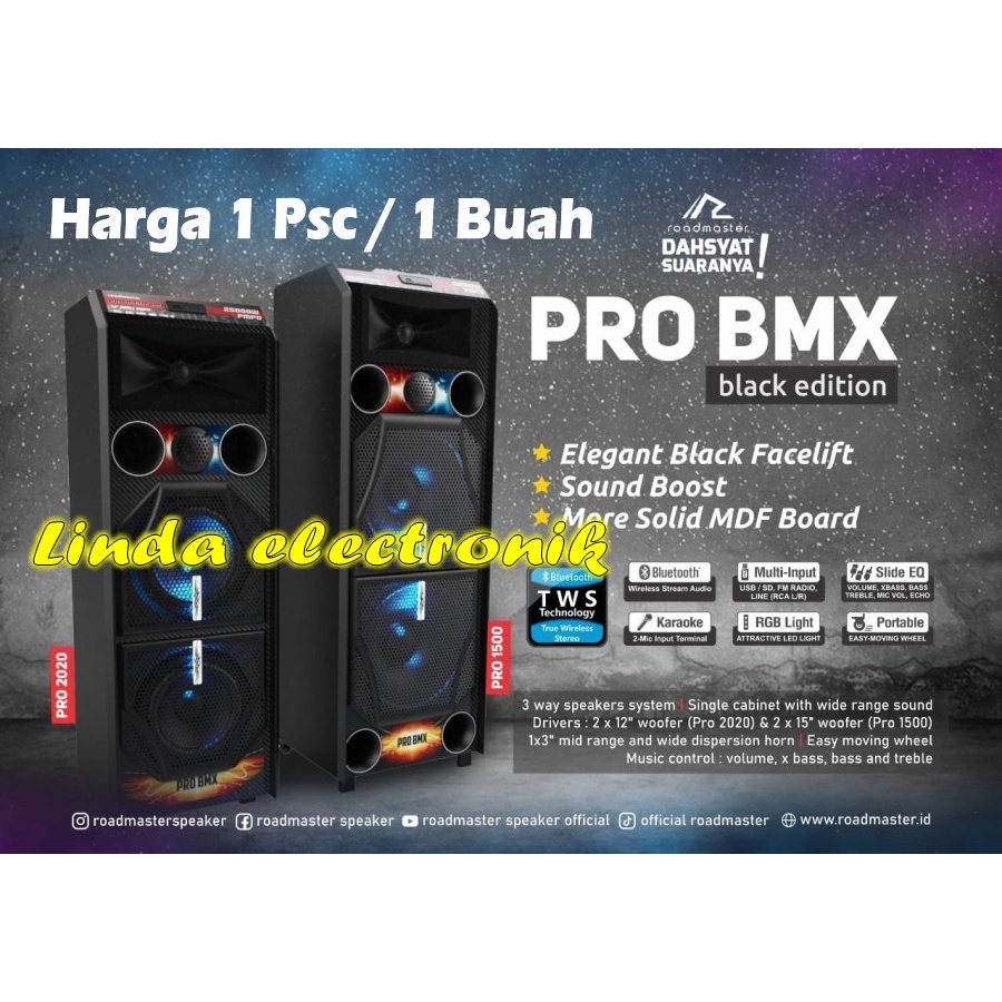 speaker aktif roadmaster bmx pro 2020 black edition original