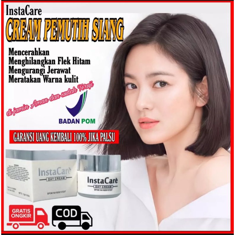 Cream siang Instacare Bpom Ori pemutih wajaj glowing krim pencerah wajah pelembab muka penghilang fl