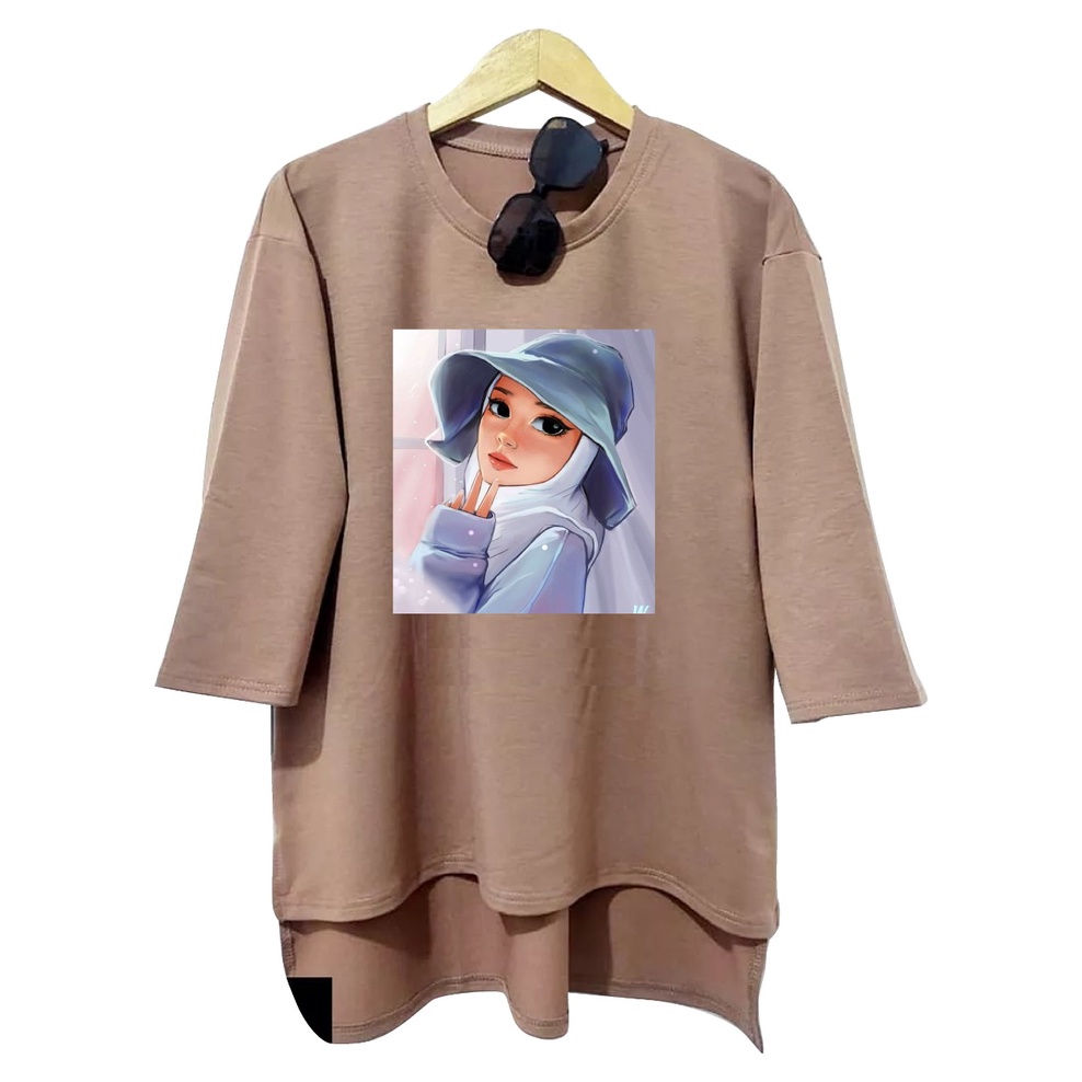 KAOS OVERSIZE WANITA HIJAB TOPI LENGAN 3/4