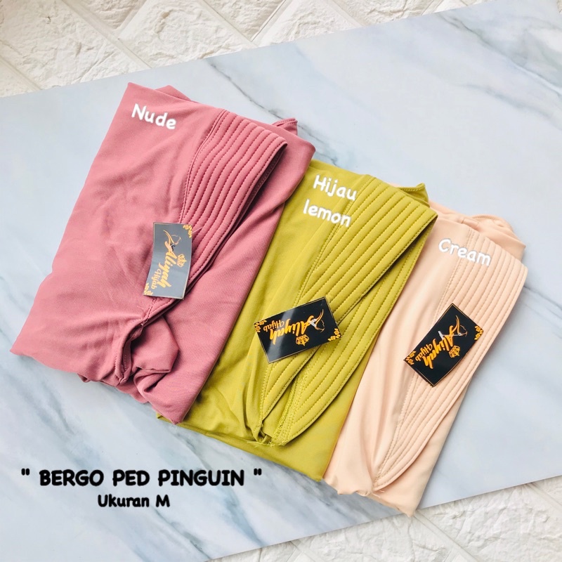 HIJAB PED PINGUIN BAHAN JERSEY MENUTUP DADA UKURAN L / JILBAB BERGO MURAH / BERGO JERSEY