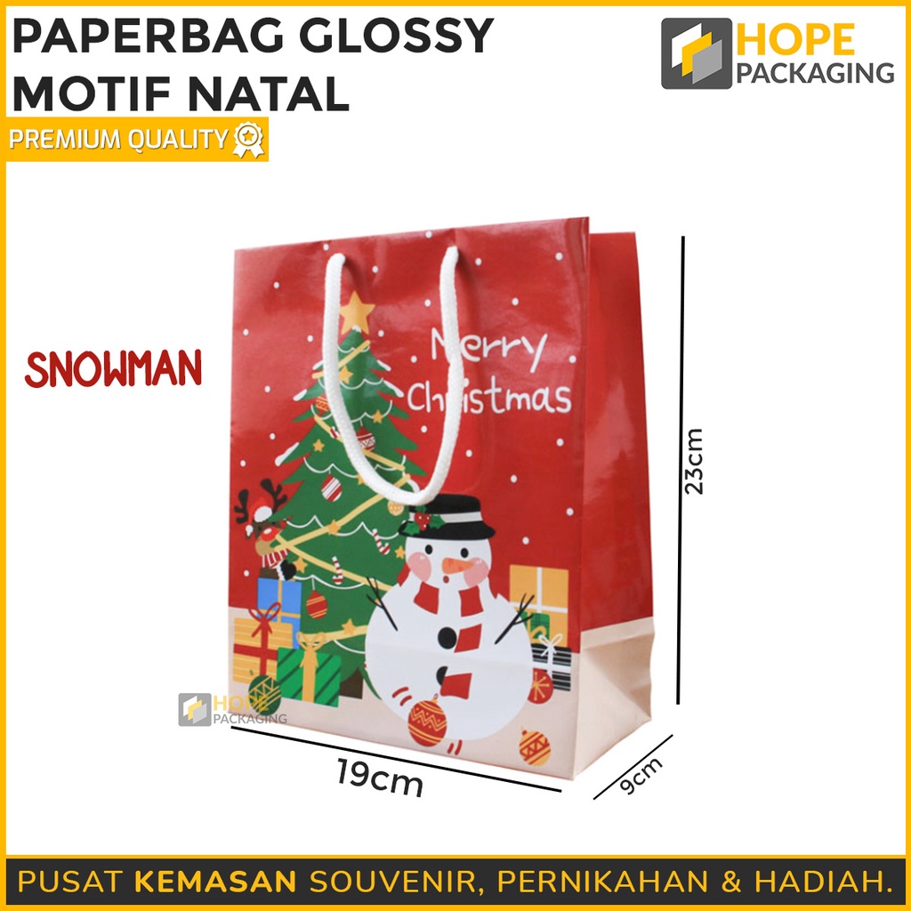 Paperbag  Kantong Glossy Natal import untuk kado / goodiebag / Paper Bag