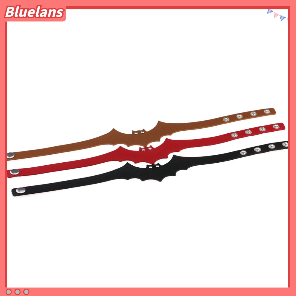 Bluelans Kalung Choker Bahan Kulit Imitasi Desain Kelelawar Gaya Punk Rock Gothic