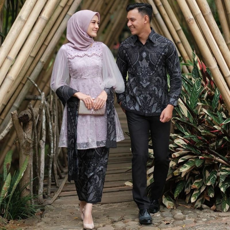 LUNA TUNIC COUPLE KEBAYA TUNANGAN WISUDA KEMEJA BATIK MODERN KEBAYA KONDANGAN BRIDESMAID WARNA LILAC