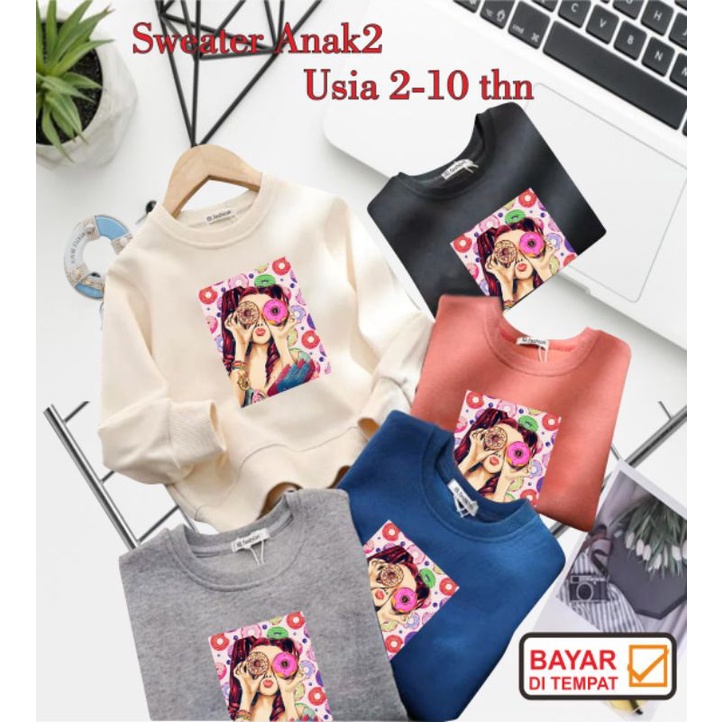 ((IB))SWEATER ANAK PEREMPUAN/CEWEK DONAT DIGITAL SABLON