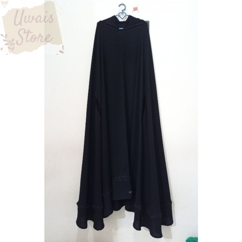 LANGITBIRUCORP - PRELOVED KHIMAR NONPAD BOLTANG LIST RENDA BLACK BY LANGIT BIRU CORP
