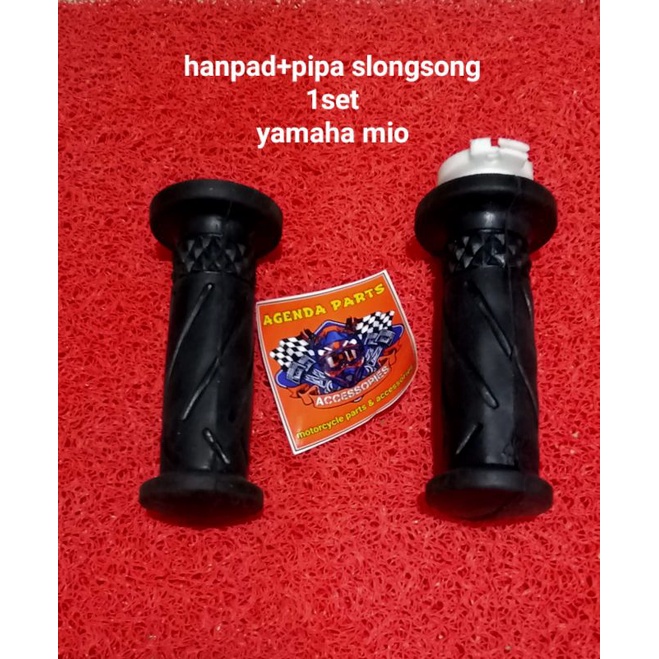 handgrip hanpad hanfat handle grip  1set karet+pipa plastik slongsong gas yamaha mio-1set kiri kanan