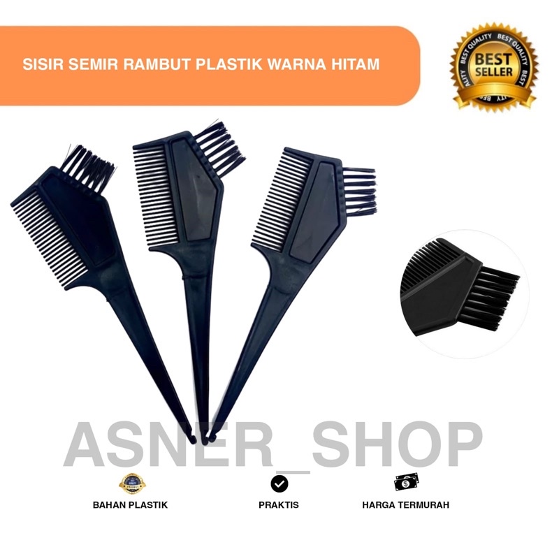 Sisir semir rambut Kuas Cat salon Hair comb warna Hitam Colour black Cowok Cewek