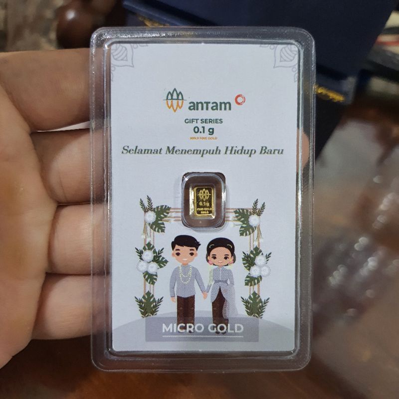 KADO PERNIKAHAN TRADITIONAL EMAS 0.1 GRAM HADIAH PERKAWINAN TRADISIONAL LOGAM MULIA 0,1 GR UCAPAN HA