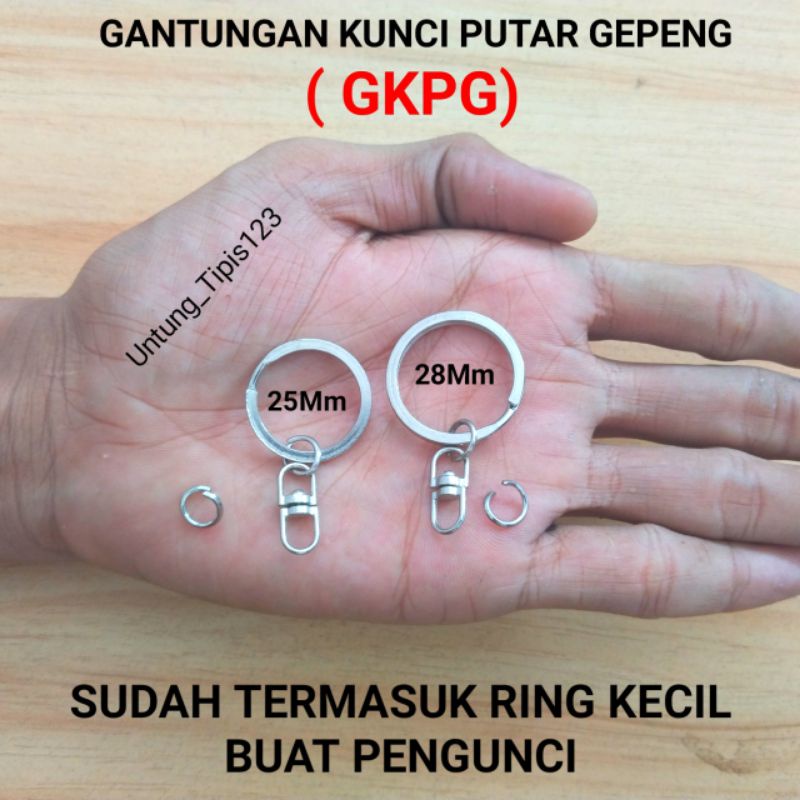 Ring Putar Gepeng Tebal Gantungan kunci bahan nikel ring ganci join putar untuk bikin souvenir