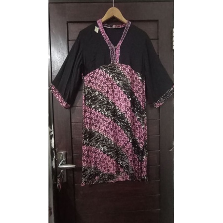 dress tunik pink hitam preloved 1419 . outer wanita remaja
