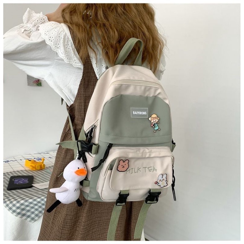 Ransel Kapasitas Besar Perempuan Tahan Air Tas Sekolah Lucu Kawwaii Gadis Tas Laptop Tas Bahu Travel Untuk Wanita